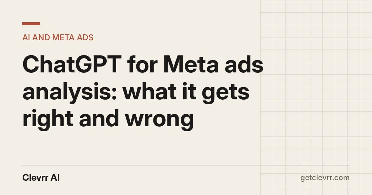 Header reading 'ChatGPT for Meta ads analysis: what it gets right and wrong' with the Clevrr AI wordmark.