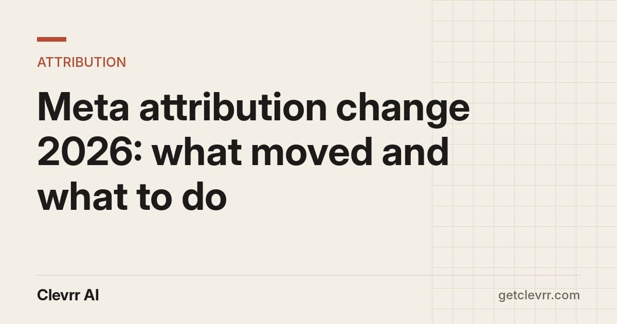 Header reading 'Meta attribution change 2026: what moved and what to do' with the Clevrr AI wordmark.